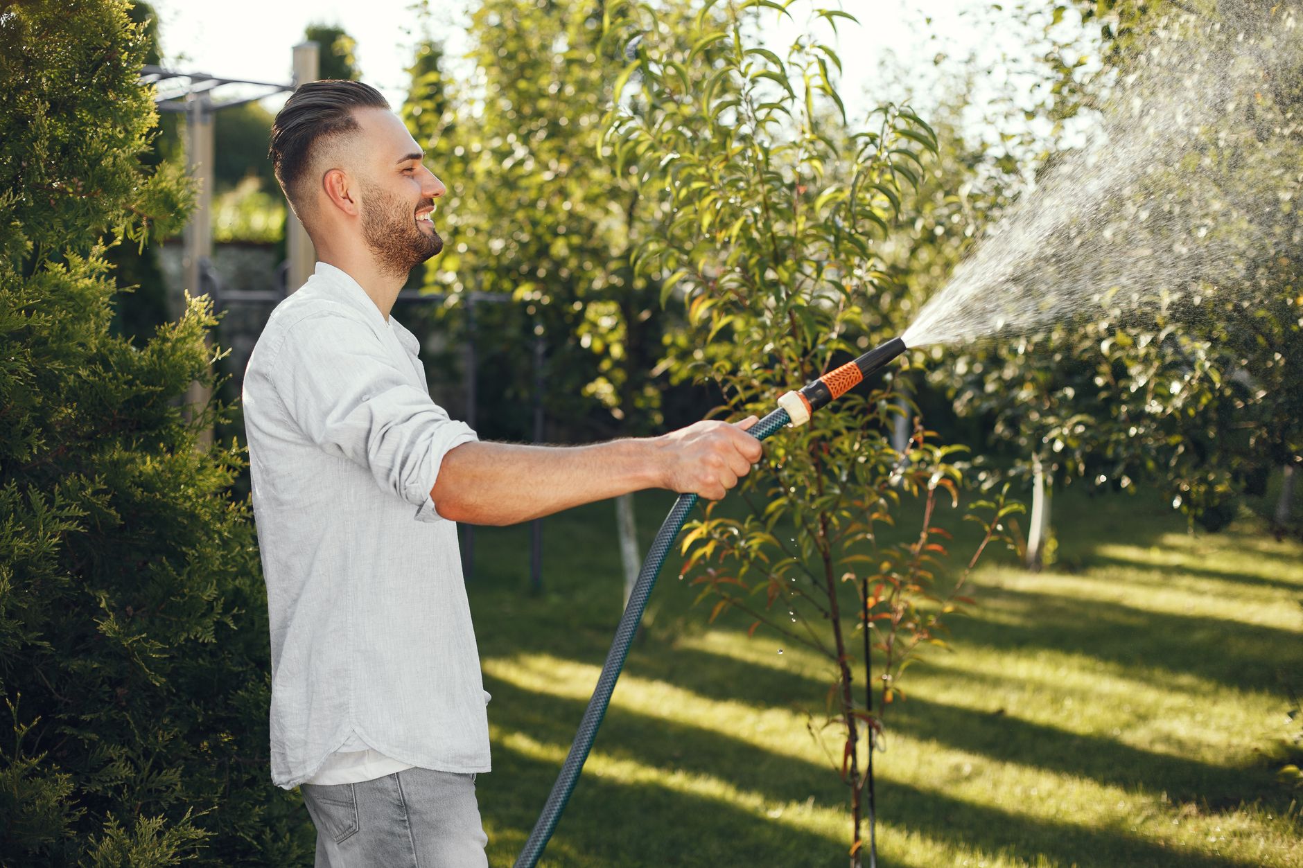 Kamloops landscaper maintaining planted yard